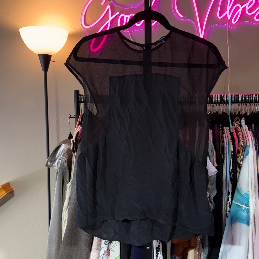 Madewell Sheer Black Blouse NWOT
